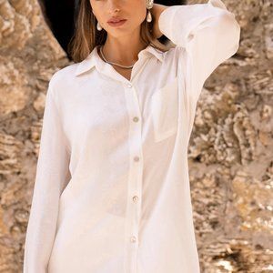 Soft Surroundings | White Button Down Blouse Top